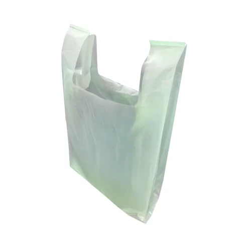 Biodegradable T Shirt Bags for supermarkets grocery stores and retail packaging