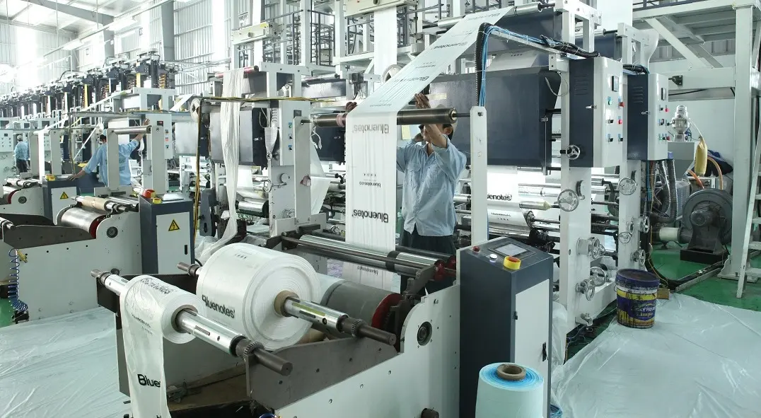 Advanced compostable bags production line at Hanoi Plastic Bags Manufacturing JSC in Vietnam