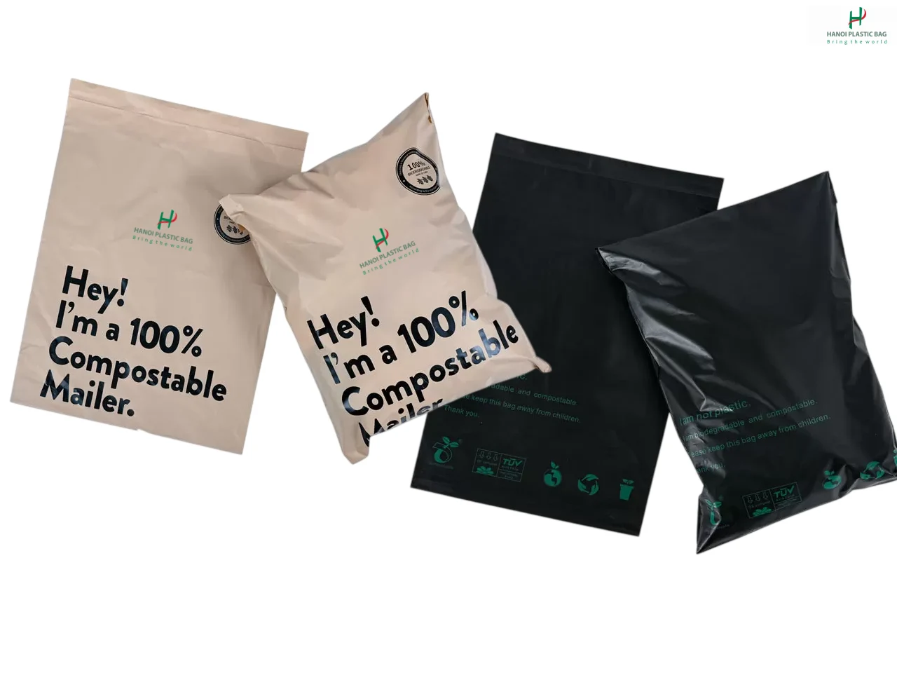 Wholesale Custom Compostable Mailers available in multiple designs