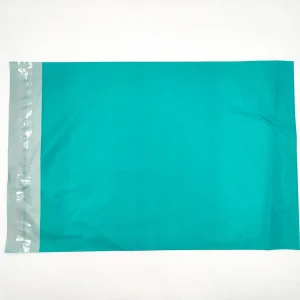 Flat teal Poly Mailing Bag with adhesive strip for shipping and mailing